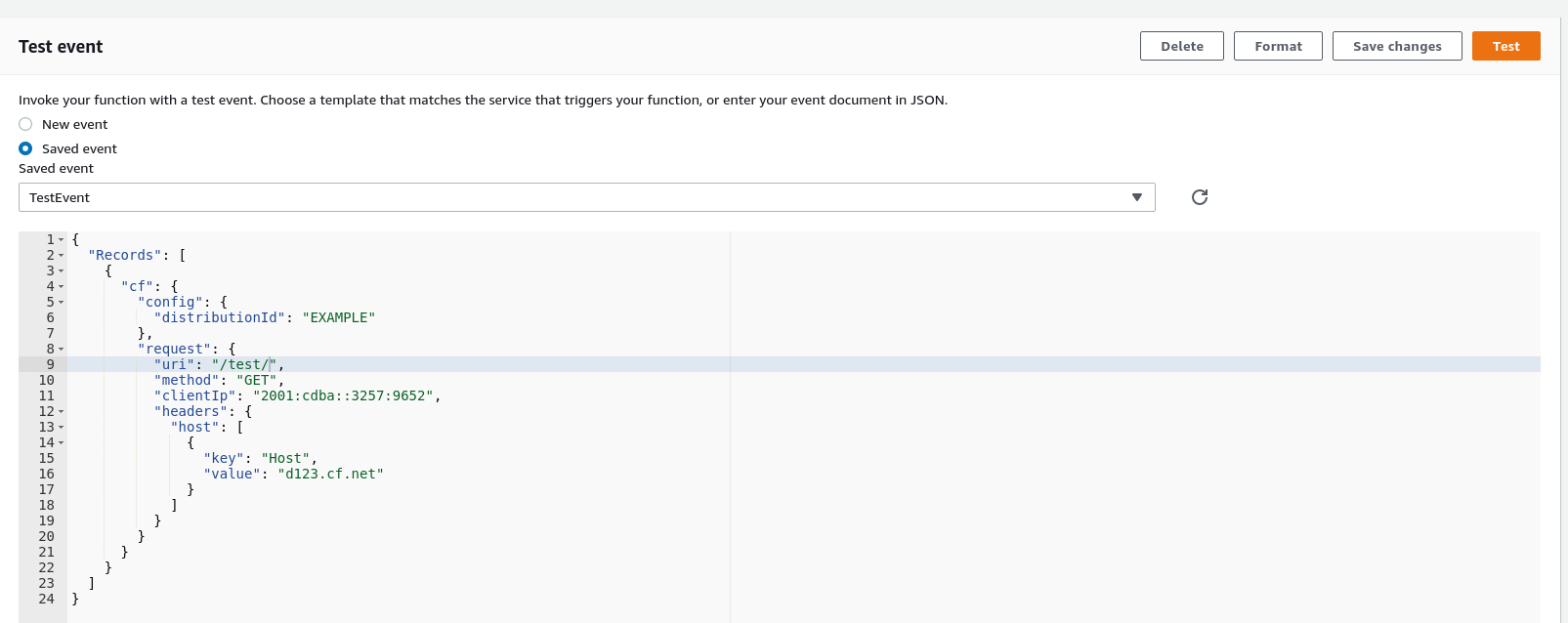 Create test event
